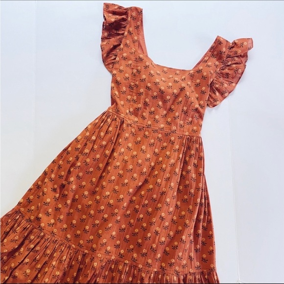 Madewell Ruffle-Strap Tiered Midi Dress in Wild Calendula Block-Print - Picture 7 of 11